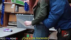 this redhead thief got caught and ended up getting her ass fucked hard