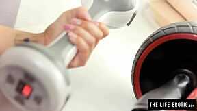 Sweaty Workout Girl Fucks A Vibrating Dumbell