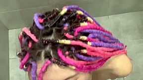 Beautiful neighbor squirts hugely after cumshot, eating sperm from tight pussy in bathroom