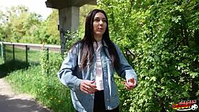 fit slim teen viks angel picked up for rough casting fuck in germany.