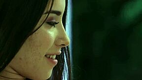 Aria Lee and Alex de la Flor in lesbian scene rubbing clits