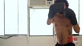 Hot women suck the boxing coach's dick eagerly.