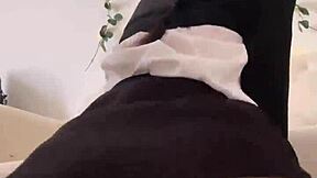 Petite Wednesday Addams bounces her big round ass on a dildo