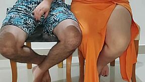 Stepsister Rides Stepfathers In Homemade Dinner Scene