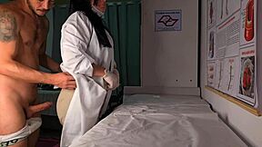 nurse and aesthetician check patient during workout