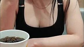 Eating with my step-cousin!