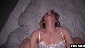 SUBMISSIVE teen CHOKED and FUCKED in MISSIONARY, cum in mouth