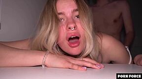 SUBMISSIVE teen CHOKED and FUCKED in MISSIONARY, cum in mouth