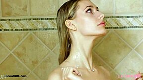 blonde muse in the making takes a shower with forbidden touches