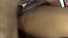 african teen enjoys rough missionary fucking and cum in her pussy during quickie