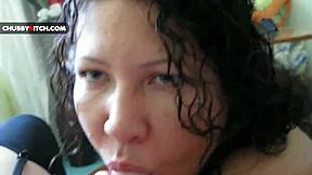 Young Chubby Brunette Gives Sensual Oral With Facial
