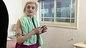 blonde babysitter interacting with her boss on devilsvid.com