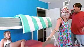 stepdaddy tricks the young blonde into a family situation.