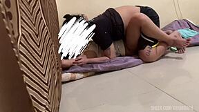 Caught in the dorm? Filipina gets dirty talk and first time with husband's friend!