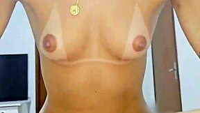 tanned stepsister rides my cock hotly.