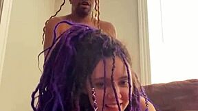 Broke Purple Dreadhead Takes Hard Dick Rough Pounding!