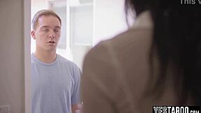 Cunning young stud tricks curvy mature woman.