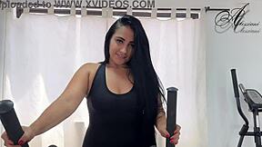 Skinny Latina Teen Masturbates Intensely In Empty Gym