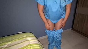 Mexican pregnant nurse in uniform teases with big tits and curvy belly after hospital shift then gets cum filled by patient