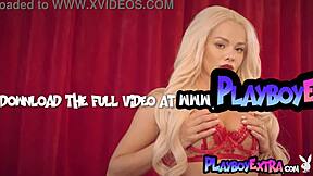 Petite blonde teen muse elsa jean strips lingerie among red petals revealing skinny pussy and tits naked.