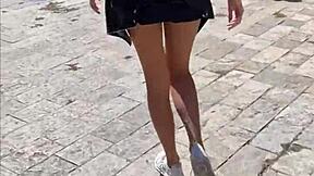 Public flashing and sex in tourist hotspot - pov teen 18+ sex with big ass babe bent over for doggystyle monster cock fucking outdoors!