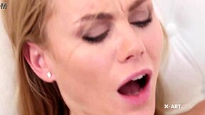 blonde teen nancy a engages in erotic hardcore sex with creampie and oral pleasures. her skinny body shines in the intense scene.