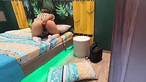 Perverted Stepdad Sneaks on Stepdaughter Masturbating and Can't Resist Shoving His Huge Cock in Her Tight Ass for Creampie