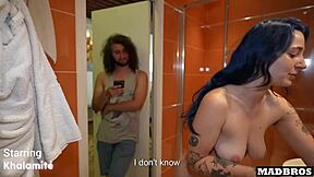 khalamit� sneaks around cheating on her boyfriend getting fucked secretly at home while he cooks