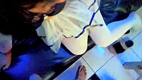 Compilation of incredible deepthroat blowjob from cute Colombian babysitter filled with cum in mouth