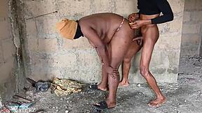bbw ebony takes big black cock doggystyle in uncompleted building for hardcore sex