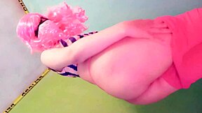 I feel so aroused watching tranny maddy diamond eat grapes with her ass in trailer