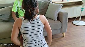 What starts as introducing my girlfriend to my stepdad turns into us fucking her and making her swallow his load