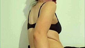 slutty british horny girlfriend experience unfolds with european teen using dildo in homemade webcam solo