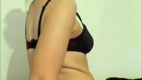 slutty british horny girlfriend experience unfolds with european teen using dildo in homemade webcam solo