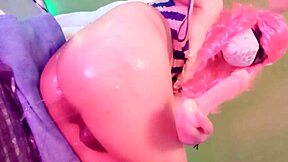 I feel so aroused watching tranny maddy diamond eat grapes with her ass in trailer