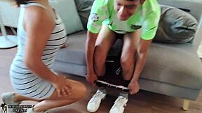 What starts as introducing my girlfriend to my stepdad turns into us fucking her and making her swallow his load