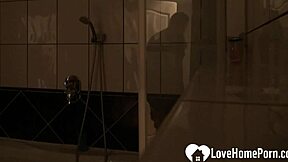 Amazing Brunette Girlfriend Teases And Masturbates In Shower For Boyfriend