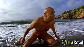 On the beach, a stranded big cock man picked up sexy teen 18+ Angell and fucked her ass hardcore in stockings.