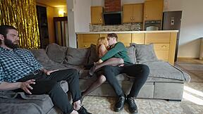 cuckold husband watching as wife takes a breeding creampie