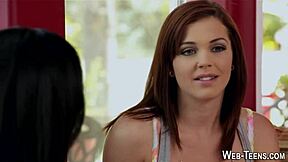 Petite latina teen gets fingered by her brunette friend in a casual girl on girl session with high definition close ups.