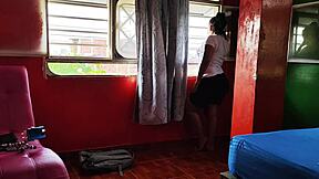 Colombian mature slut acts like a whore sucking step-nephew's cock while husband is away