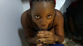 latina girl was washing laundry when she invited me into her home for a deepthroat blowjob and cum in mouth as her first time submissive fetish experience