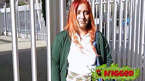 Young amateur redhead babe Natalyy Hot is ready and eager to try a black dude in rough doggystyle