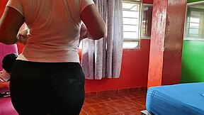 Colombian mature slut acts like a whore sucking step-nephew's cock while husband is away