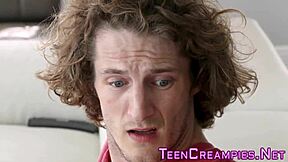 i love how this petite teen 18+ gushes cum from hardcore blowjob with monster cock