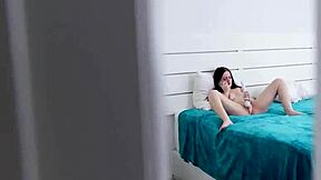 Stepdaughter with long legs and natural tits talks dirty to stepdad about her huge breeding fetish in pov.