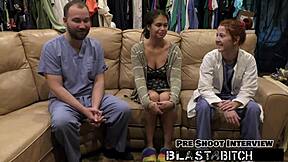 Yesenia youso gets her shaved pussy blasted with cum right in front of her step sister