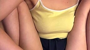 blonde teen with natural big tits plays close up fingering her wet pussy to orgasm 😍