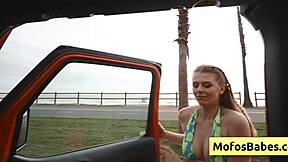 Sexy Big Tit Blondie Girl Rub Her Clit And Fingers Her Pussy In The Car In Front Of Her Friend - Sahara Skye Charles Dera