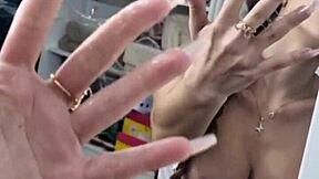 Skinny Brazilian latina contrasts lingerie with intense anal masturbation using black rubber cock